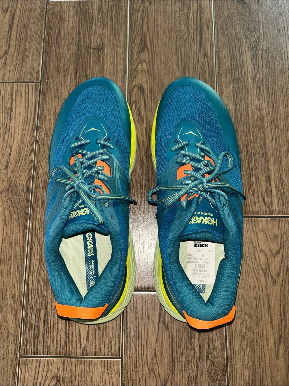 Hoka One One Blue/Orange/Yellow Athletic Running Shoes